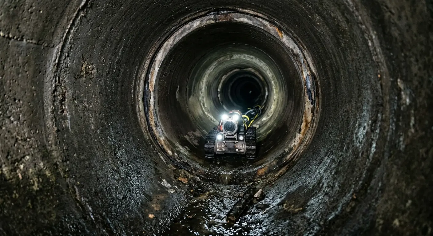 Robotic sewer camera inspecting pipe interior for Sewer Line Repair in Lake City